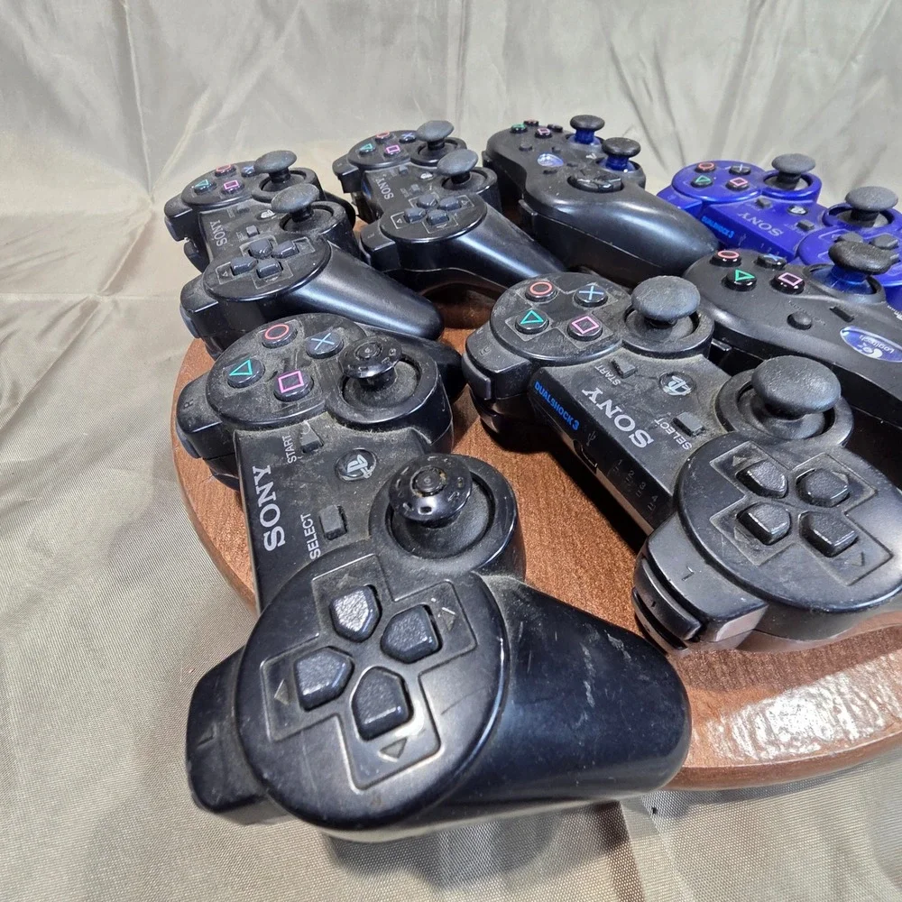 Lot of 7 PS3 Controllers Sony DualShock 3 Sixaxis Logitech Cordless Action Black